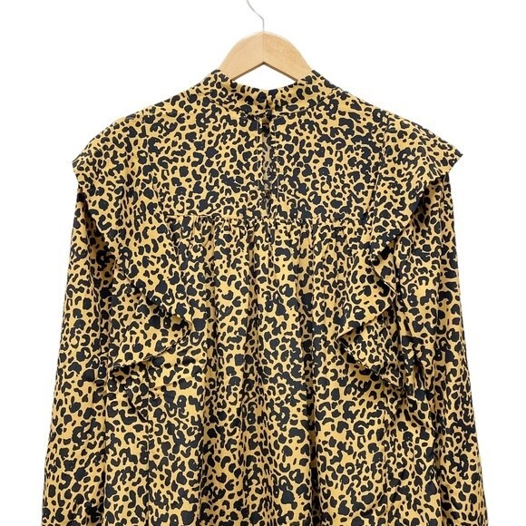 NWT Wayf Mock Neck Long Sleeve Shift Dress Size XS Cheetah Print Tan Black NEW - Picture 8 of 15